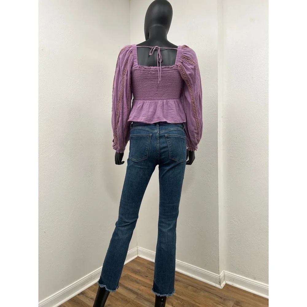 NWOTDL1961 Mara Straight Jeans 26Ankle Mid Rise Blue Raw Hem Stretch Instasculpt
